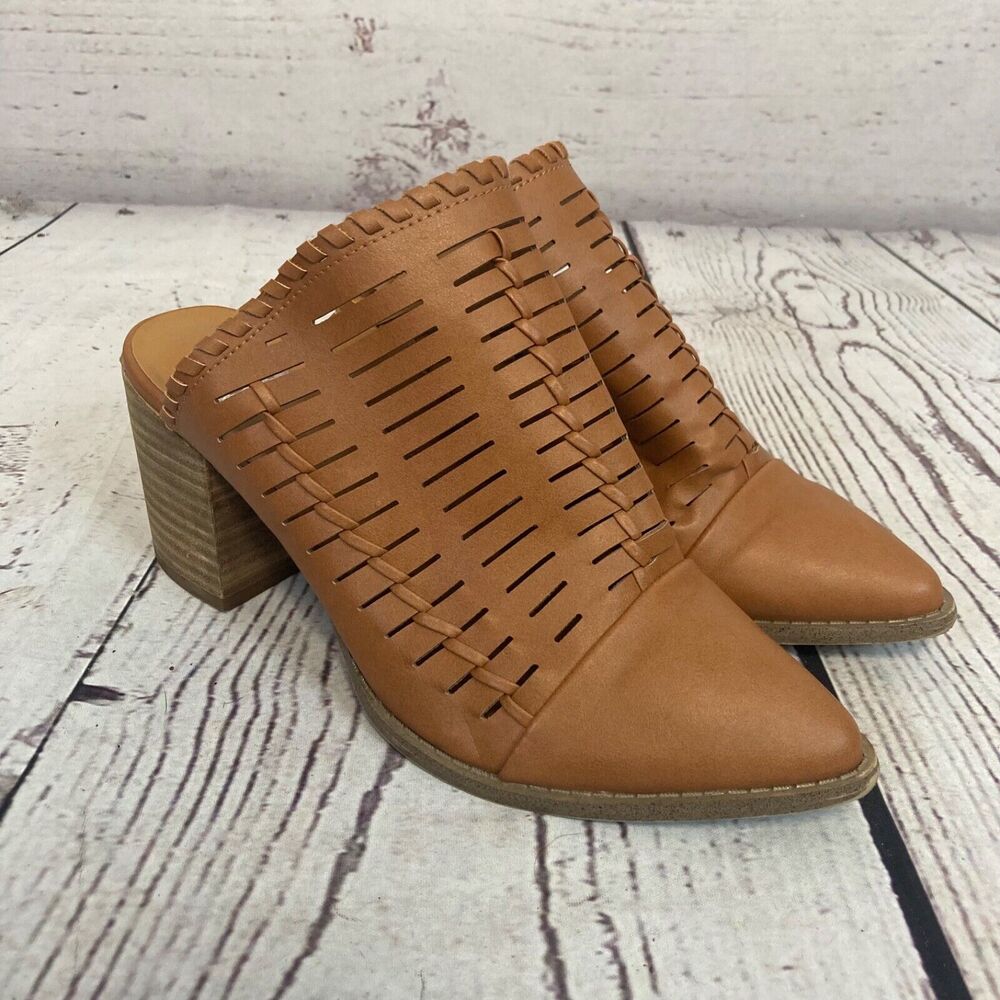 DV By Dolce Vita Mules Theron Womens 8.5‎ Slide Shoes Cognac Brown
